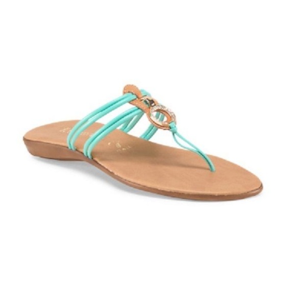 Made in Italy Toscanella Georgette Strappy Sandal Aqua New in Box - Picture 2 of 2